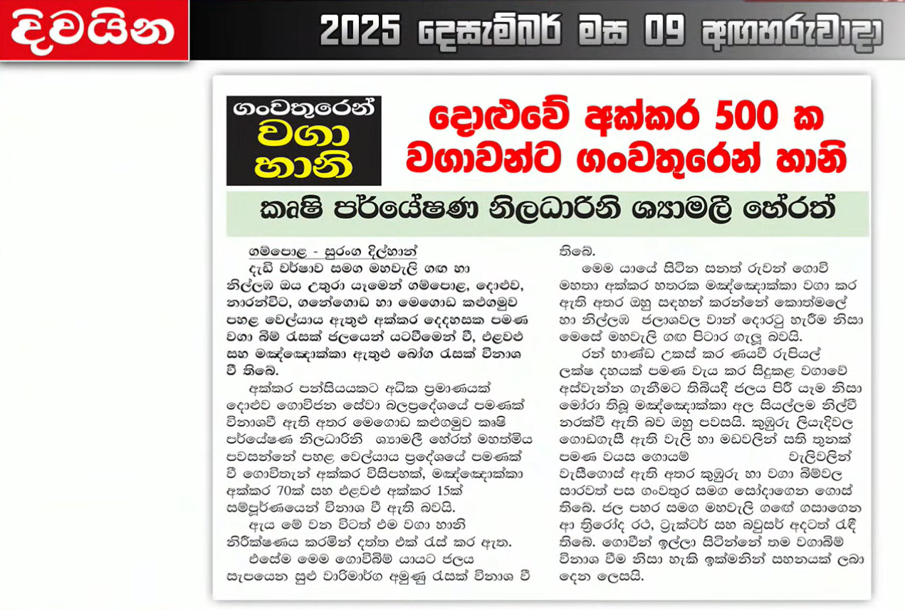 Evidence of Cyclone Ditwah damage in Sri Lanka