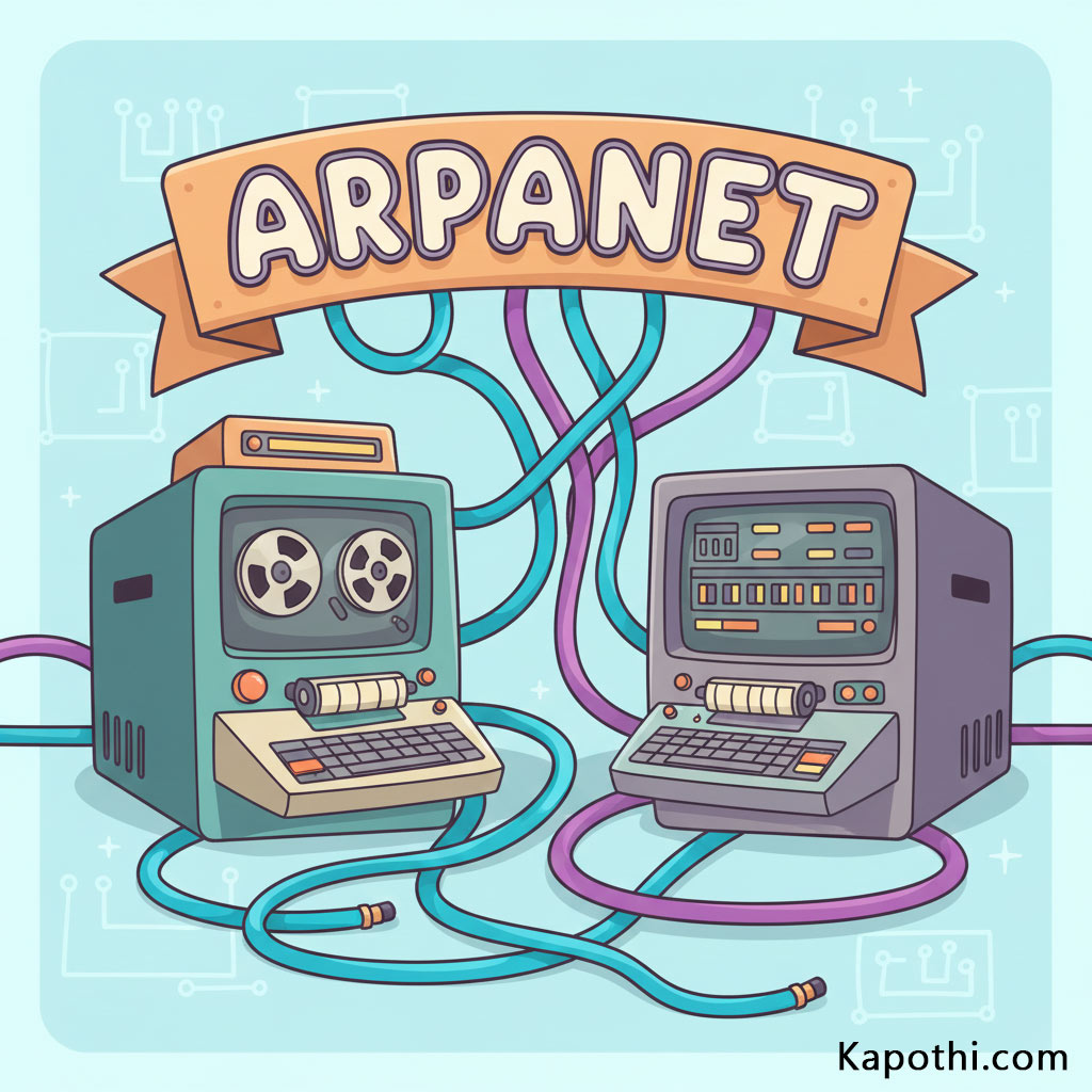Giant old computers connected by secret tunnels (ARPANET)