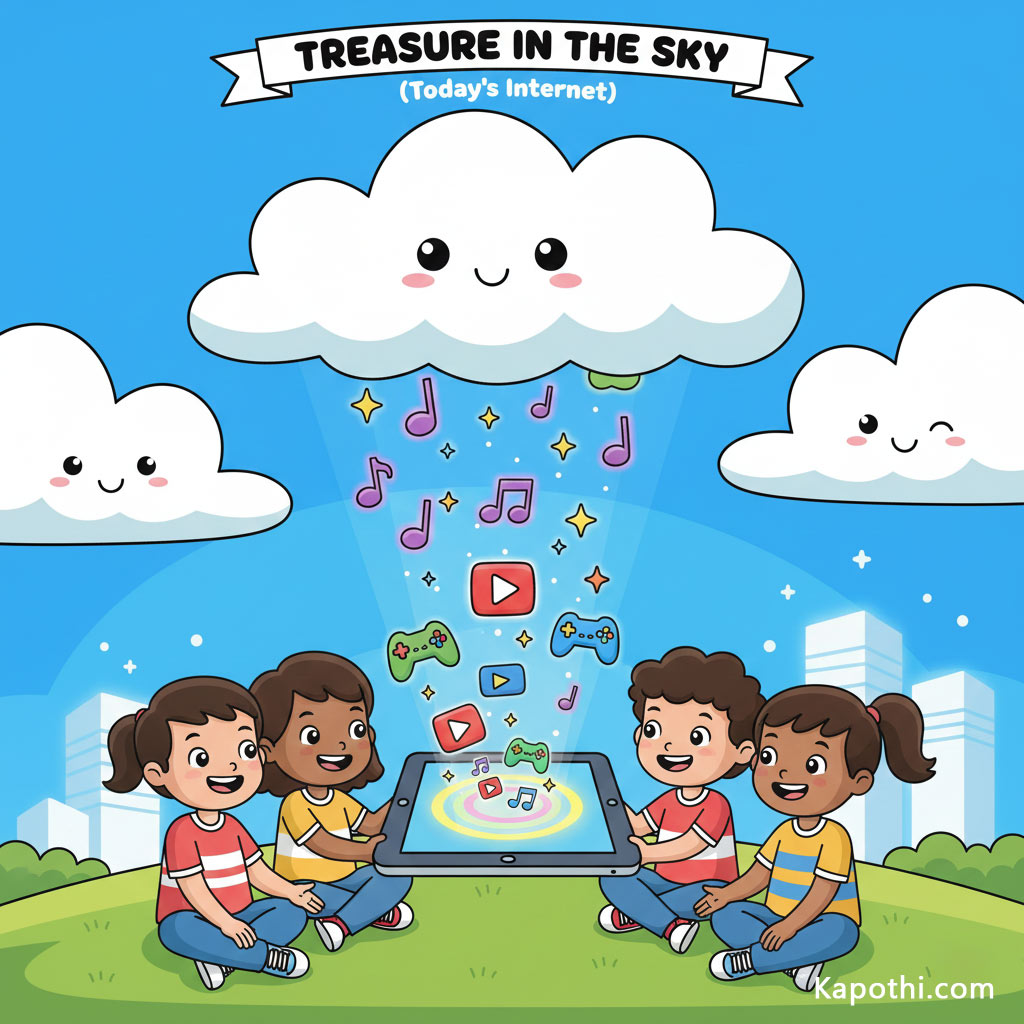 Cloud raining down data and songs (The Cloud)
